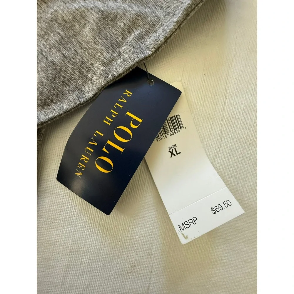 Polo Ralph Lauren Men's Jersey Hooded T-Shirt Gray Long Sleeve Hoodie Top New XL